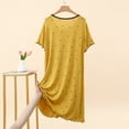 thumbnail image 6 of Women's Star Print Lace Trim Crew Neck Midi Nightgown, Soft Modal Short Sleeve Loose Casual Home Loungewear Sleep Dress Yellow XL(XL), 6 of 9