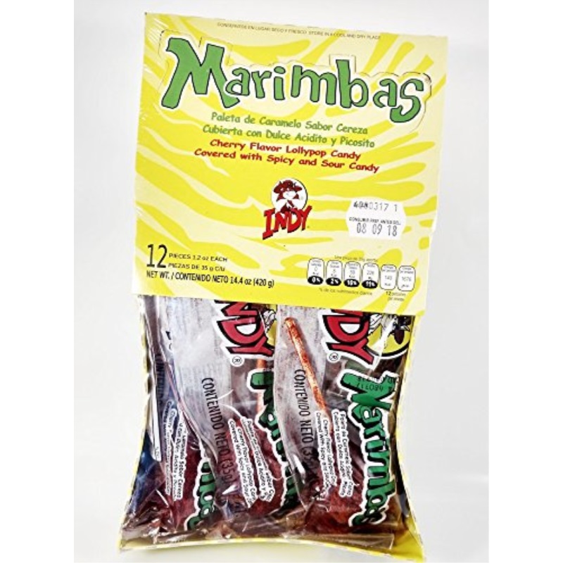 Box Of Lollipop Marimbas Mexican Candy with Free Chocolate Kinder Bar
