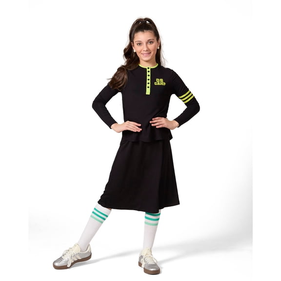 MeMoi Girls Snap-Front Varsity Long Sleeve T-Shirt - Girls - Female, S, Forest Green