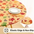 thumbnail image 2 of Round Fitted Tablecloth with Elastic Edge, 100% Waterproof Oil Proof Plastic Table Cover, Vinyl Flannel Backed Tablecloth Fits 36"-44" Round Tables for Fall, Thanksgiving, Colored Leaves, 2 of 4