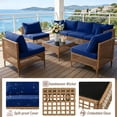 thumbnail image 5 of MOLIBYME 7 Pcs Outdoor Patio Furniture Set, Modular Outdoor Sectional Wicker Conversation Set, Rattan Sofa Set with Glass Table and Washable Cushion Covers, Blue Cushion, 5 of 8