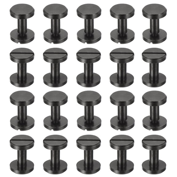 25 Sets Chicago Screws, 12mm L Brass Chicago Screw Binding Post Screw Rivets for Leather Belt Scrapbook, Black