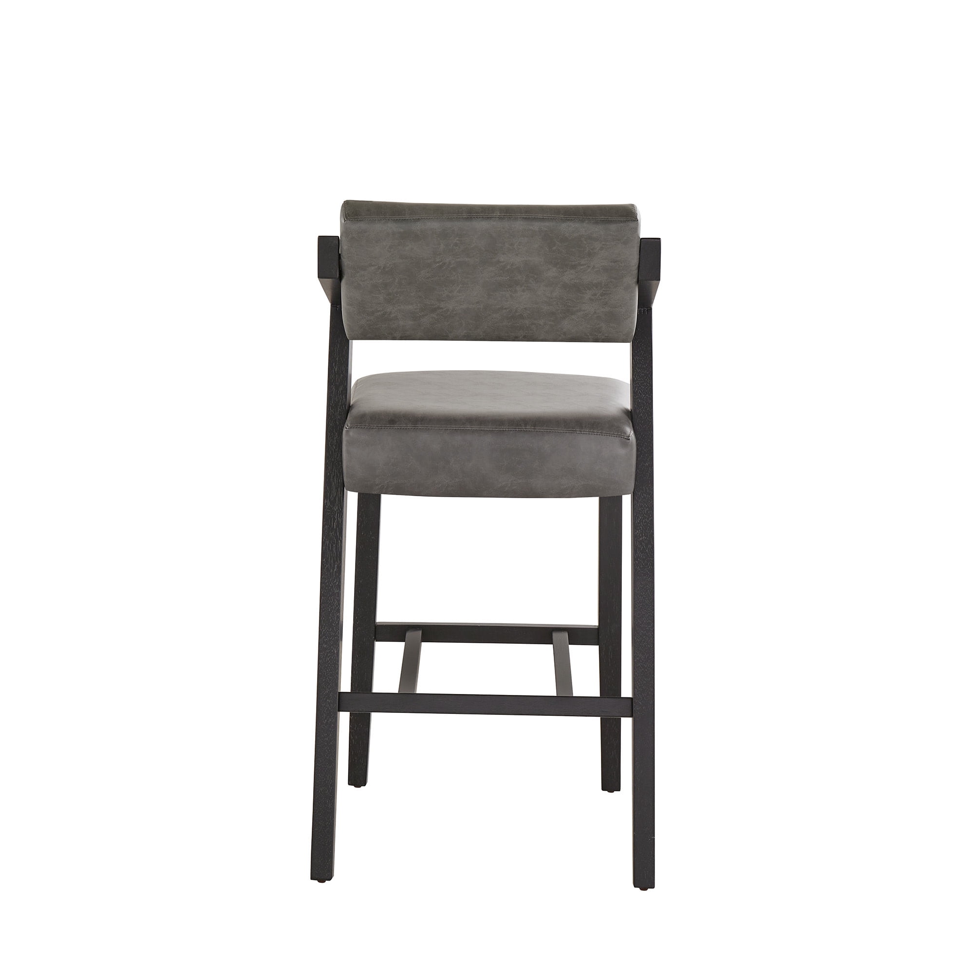 Weston Home Billings Bar Height Chair, Black Wash Frame & Charcoal Vegan Leather Finish