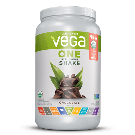 Vega One Organic All-in-One Plant Protein Powder, Chocolate, 20g Protein, 1.6lb,