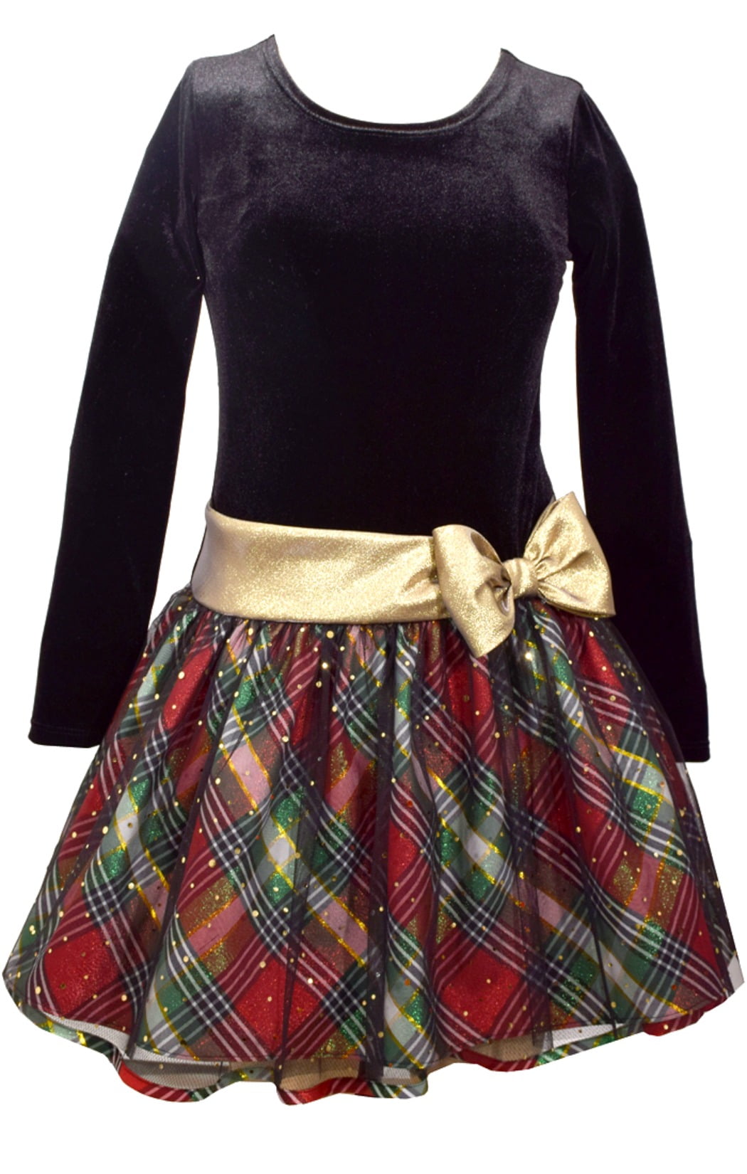 Bonnie Jean Girls Plaid Sparkle Gold 