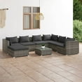 thumbnail image 1 of vidaXL 8 Piece Garden Lounge Set with Cushions Poly Rattan Grey, 1 of 5