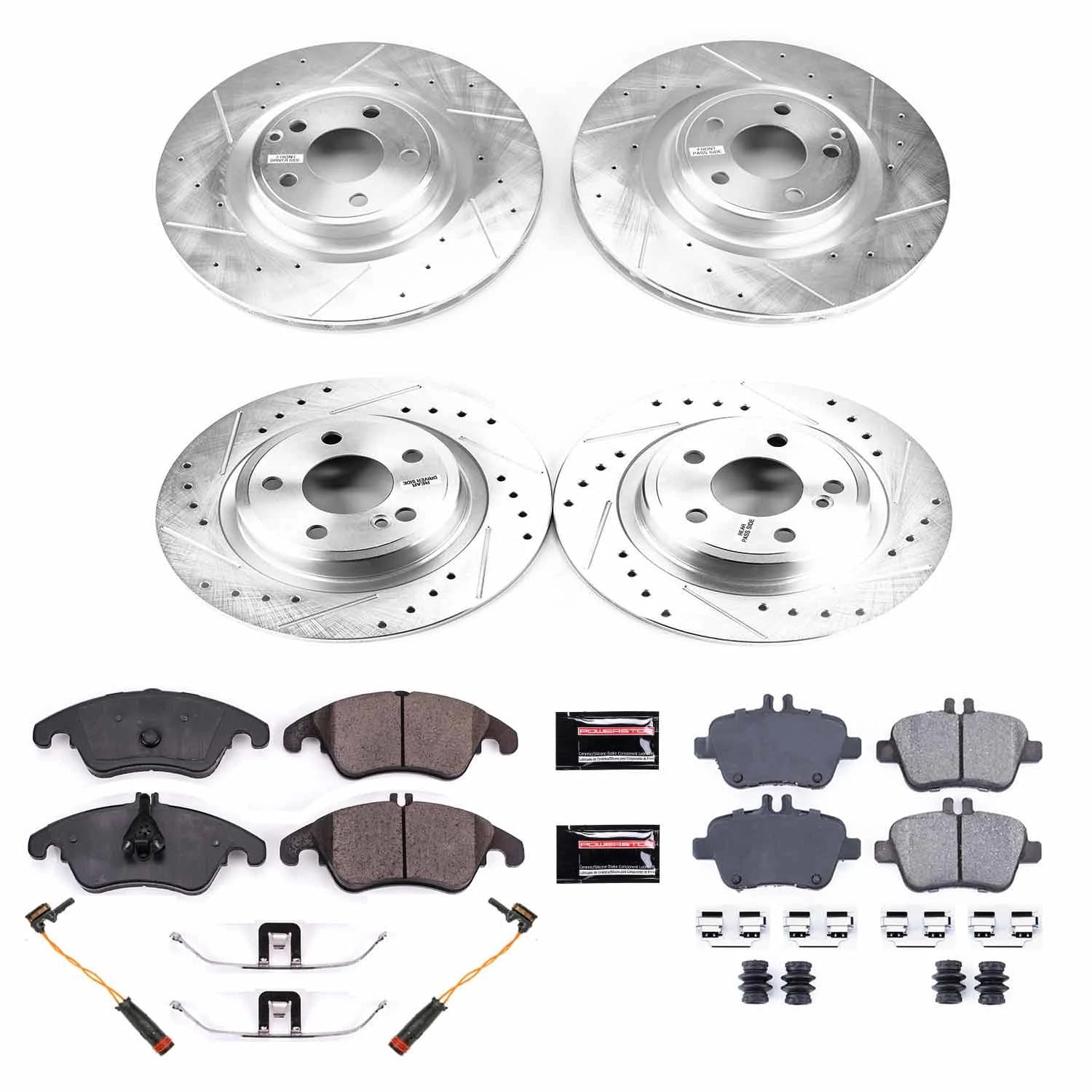 PowerStop Front and Rear Z23 Evolution Sport Carbon-Fiber Ceramic Brake Pad and Drilled & Slotted Rotor Kit Fits: MERCEDES-BENZ Select Models K6892