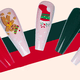 thumbnail image 3 of Uñas postizas navideñas Uñas postizas navideñas con rayas de copo de nieve para mujeres y niñas, 3 of 5