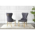 thumbnail image 2 of Double Tufted Gray Velvet Side Chairs with Gold Stainless Steel Legs, 2 of 2