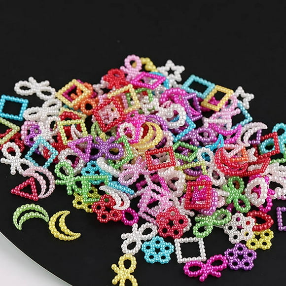 300Pcs Mermaid Pearls Charms Flat-Back Pearls for Nails Cute Nail Charms for Acrylic Nails 3D Nail Pearls Charm Nail Jewels Nail Decorations Manicure DIY Crafts Nail Art Accessories