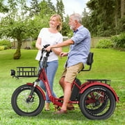 MOONCOOL TK Pro Foldable Electric Tricycle W/ Rearview mirror accessory Kit, 1500W Motor 48V 20Ah Battery, 20 Fat Tire Three Wheel 6-Speed Electric Mountain Bicycle for Adults