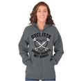 thumbnail image 5 of Cyclists Break Hearts Not Bones Biker Zip Up Hoodie Men's Women's Brisco Brands X, 5 of 6
