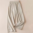 thumbnail image 3 of Lmnyox Wide Leg Trousers for Women Fashion Casual Cotton Linen Pants Fall Trendy Elastic Waist Lounge Pants with Pocket, 3 of 4