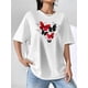thumbnail image 1 of [Red T-shirt] Red Butterfly Women's T-shirt | Short Sleeve Round Neck, Casual Spring And Summer Top - Women's Plus Size, 1 of 6