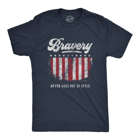 Mens Bravery Never Goes Out Of Style T Shirt Cool Heroes American Military Tee Graphic Tees