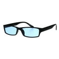 thumbnail image 2 of SA106 Mens Hippie Pimp Color Lens Narrow Rectangular Black Frame Sunglasses Blue, 2 of 3
