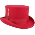 thumbnail image 2 of Mid Crown Red Top Hat Unisex Hat Steam Punk Hat Cylinder Wool Felt Top, 2 of 5