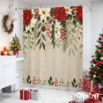 thumbnail image 4 of Christmas Red Poinsettia Shower Curtains for Bathroom, Winter Xmas Flowers Farmhouse Waterproof Fabric Shower Curtain, Decorative Bathroom Curtain for Bathtub, 72"x84", No Hooks Included, 4 of 9