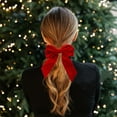 thumbnail image 6 of Danhjin Elegant Velvet Christmas Bows, 7.48x5.51in Shatterproof Christmas Tree Decorations with Pre-Attached Loops for Xmas Tree Wreath Mantel Gift Wrapping Home Party Festival Decoration, 6 of 6