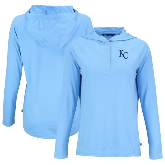 Women's Cutter & Buck Powder Blue Kansas City Royals  Coastline Epic Comfort Eco Recycled Hoodie Raglan Long Sleeve