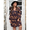 thumbnail image 3 of Women's Plus Size Floral V Neck Balloon Sleeve Dress 100% viscose Lightweight Flowing Fabric Perfect for Day Wear, 3 of 7