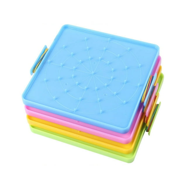 Flmtop 16x16cm Double Sided Geoboard Nails Peg Board Elastic Bands Kids Teaching Aids