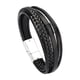 thumbnail image 2 of Pulsera de cuero PU para hombre perfecl brazalete de 20cm suave y cómoda de llevar Metal plateado negro, 2 of 8