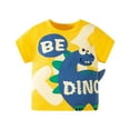 thumbnail image 2 of XUELUO Boys Athletic Shirts Summer Cartoon Dinosaur Print Round Neck Short Sleeve Comfortable Breathable Casual Outdoor Tops T-shirts Daily-Wear,Yellow,4-5 Years, 2 of 8