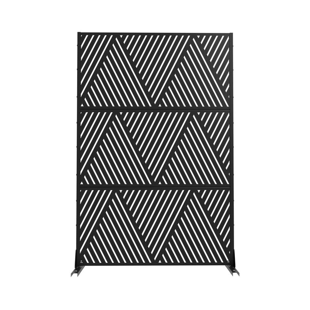 MAYEERTY 72x47x16 Inch Black Triangle V-Shaped Galvanized Steel Privacy Screen for Outdoor Street