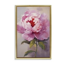 Stupell Industries Blush Pink Peony Botanical & Floral Painting Gold Floater Framed Art Print Wall Art, 21 x 31