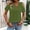 Green, variant on Women's Dressy Casual Short Sleeve T Shirts Metal Ring Cutout Neck Loose Fit Solid Color Knit Summer Tops Versatile Comfy Tee Shirts For Work Office Daily Going Out Green 2XL