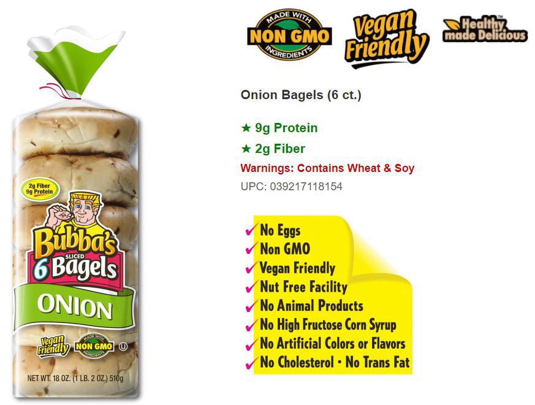Bubba's Onion Bagels, 6 ct
