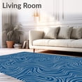 thumbnail image 2 of ODIKA 6'x9' Machine Washable Non-Slip Area Rug, Wave Motif With Interlocking Stripes And Nautical Accents High Traffic Rug, Blue, 550215, 2 of 7
