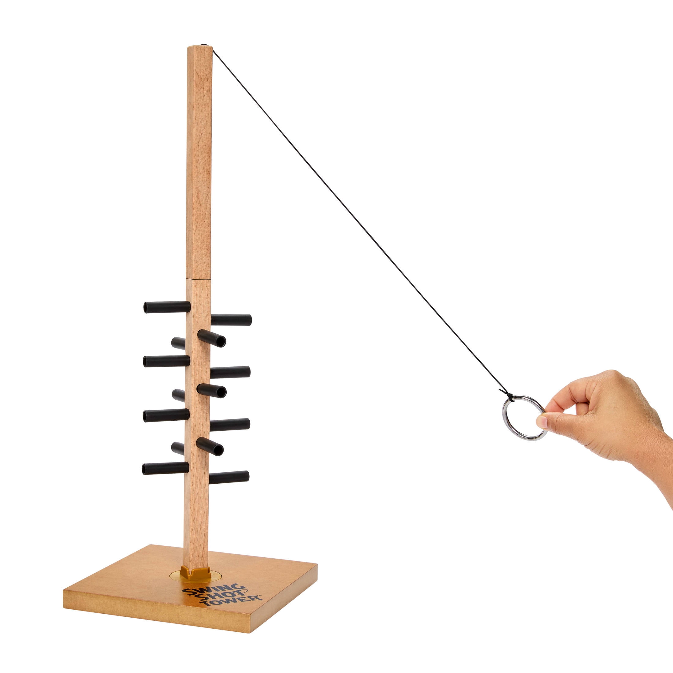 Swing Shot Tower Party Game for Kids, Adults & Families with Hook-and-Ring Play for 2-6 Players