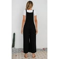 thumbnail image 3 of Chouyatou Women's Summer Wide Leg Bib Linen Overalls Palazzo Pants Casual Linen Jumpsuits(Black,L), 3 of 4