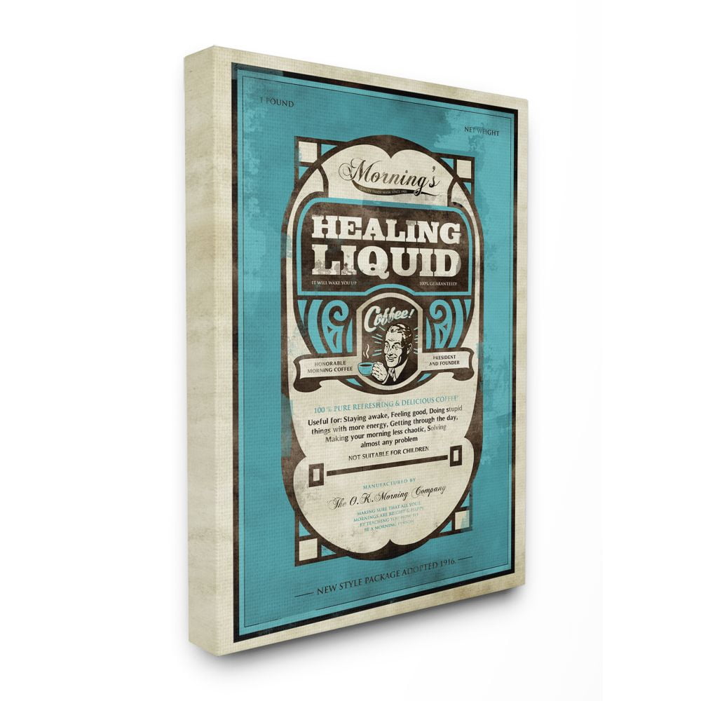 Stupell Industries Healing Liquid Coffee Vintage Comic Book Blue Design Canvas Wall Art by Ester Kay