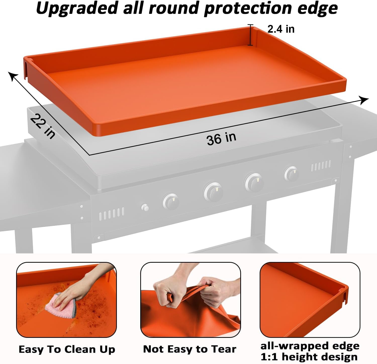 36" Silicone Griddle Mat, Upgrade Full-Edge Top Covers for Blackstone, Seasoning Cooking Protective Cover, Reusable and Durable