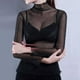 thumbnail image 2 of Camiseta ajustada elástica de manga larga con cuello alto a la moda para mujer, camisetas transparentes tipo pulóver, camisetas sexis de malla para primavera y otoño para mujer, 2 of 5