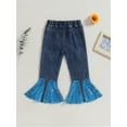 thumbnail image 4 of Bagilaanoe Little Girl Flare Jeans Elastic Waist Bell Bottoms 3T 4T 5T 6T 7T Toddler Sequin Denim Pants Baggy Trousers Kids Fall Casual Clothes, 4 of 7