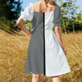thumbnail image 3 of half gray half black white black line Short-Sleeved Dress loose women's dress party dresses woman dresses summer, 3 of 6