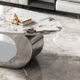 thumbnail image 6 of 49.2" Modern Oval Marble Coffee Table – Gray Stainless Steel Base, Scratch-Resistant, Easy Assembly, 6 of 8