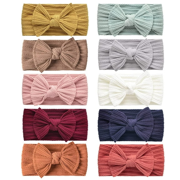 10PCS Baby Nylon Headbands Hair Bows Elastics Handmade Hair Accessories for Baby Girls Babies Newborn Infant Toddler 0-3 0-6 6-12 Months