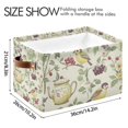 thumbnail image 4 of Yayeee Canvas Storage Basket with Handles for Shelves Fabric Bins Closet Organizer, Purple Birds Teapots, 4 of 8