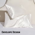 thumbnail image 3 of Gogreen Satin Pillowcase for Hair and Skin, Silk Satin Pillowcase 2 Pack, Pillow Cases Set of 2, Silky Pillow Cover with Envelope Closure (20"x36", White, King), 3 of 5
