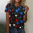 thumbnail image 4 of Cavosen 4th of July Clothes Women Petite 4th of July Short Sleeve Crew Neck Tops American Flag Print T Shirts Lady XL Red White and Blue Casual Tops Funny Patriotic Tunic Tees 2025 Patriotic Clothes, 4 of 5