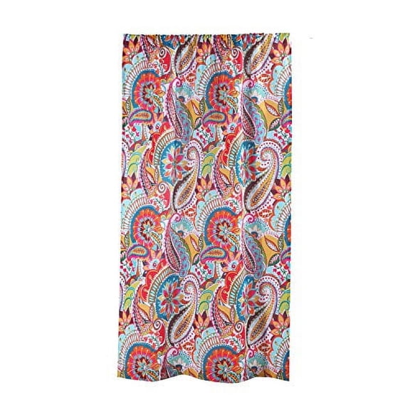 Levtex Home - Rhapsody - Drape Panel/Curtain (55x84in.) with Rod Pocket - Multi Paisley - Orange, Teal, Red and Blue