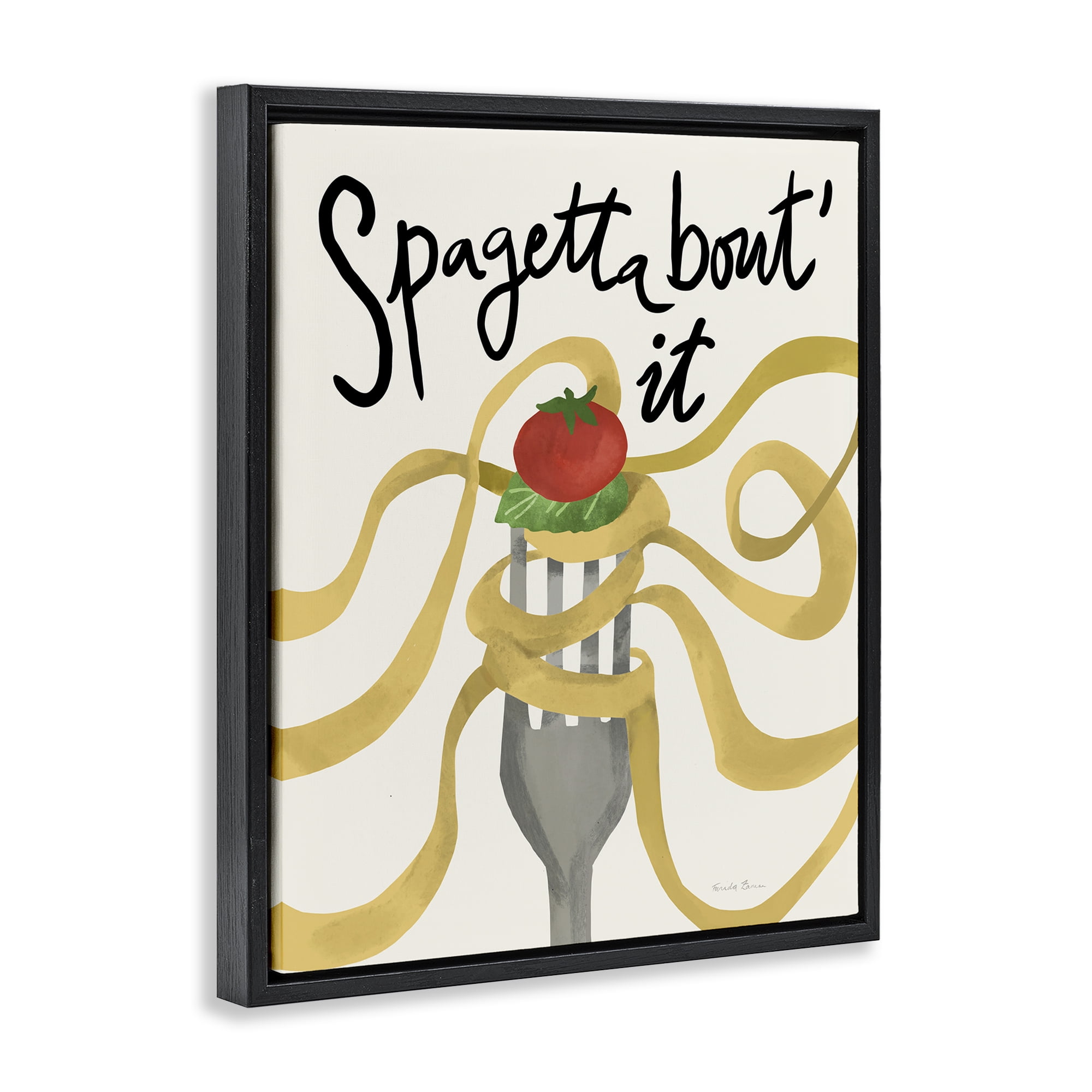 Stupell Industries Funny Spaghetti Phrase Food & Beverage Painting Black Floater Framed Art Print Wall Art, 25 x 31