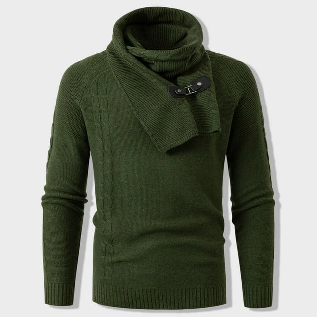 Pisexur Chandails Hommes Doux et Confortables Chandails d'Automne Mode Chandail à Manches Longues Col Rond Détachable Tricoté Vert,TG