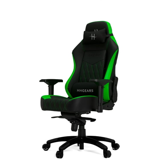 HHGears XL 800 Series Gaming Chair Black and Green with Headrest/Lumbar Pillows