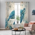 thumbnail image 4 of Teal Sea Turtle Coastal Kitchen Curtains Window Panels, Vintage Summer Beach Nautical Insulated Window Treatment Curtain, Grommet Curtains for Bedroom/Living Room/Bathroom, 2 Piece 42"Wx84"L, 4 of 8
